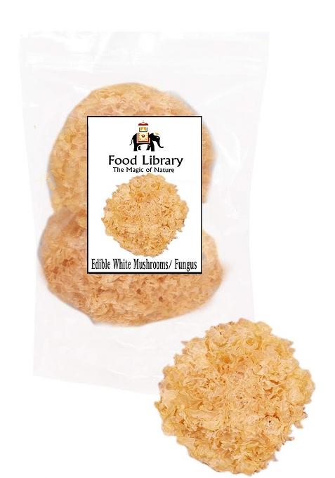 Food Library The Magic Of Nature Dried Snow Fungus Mushrooms, White Fungus, Natural , 75G | Healthy Edible Mushroom For Soups & Desserts