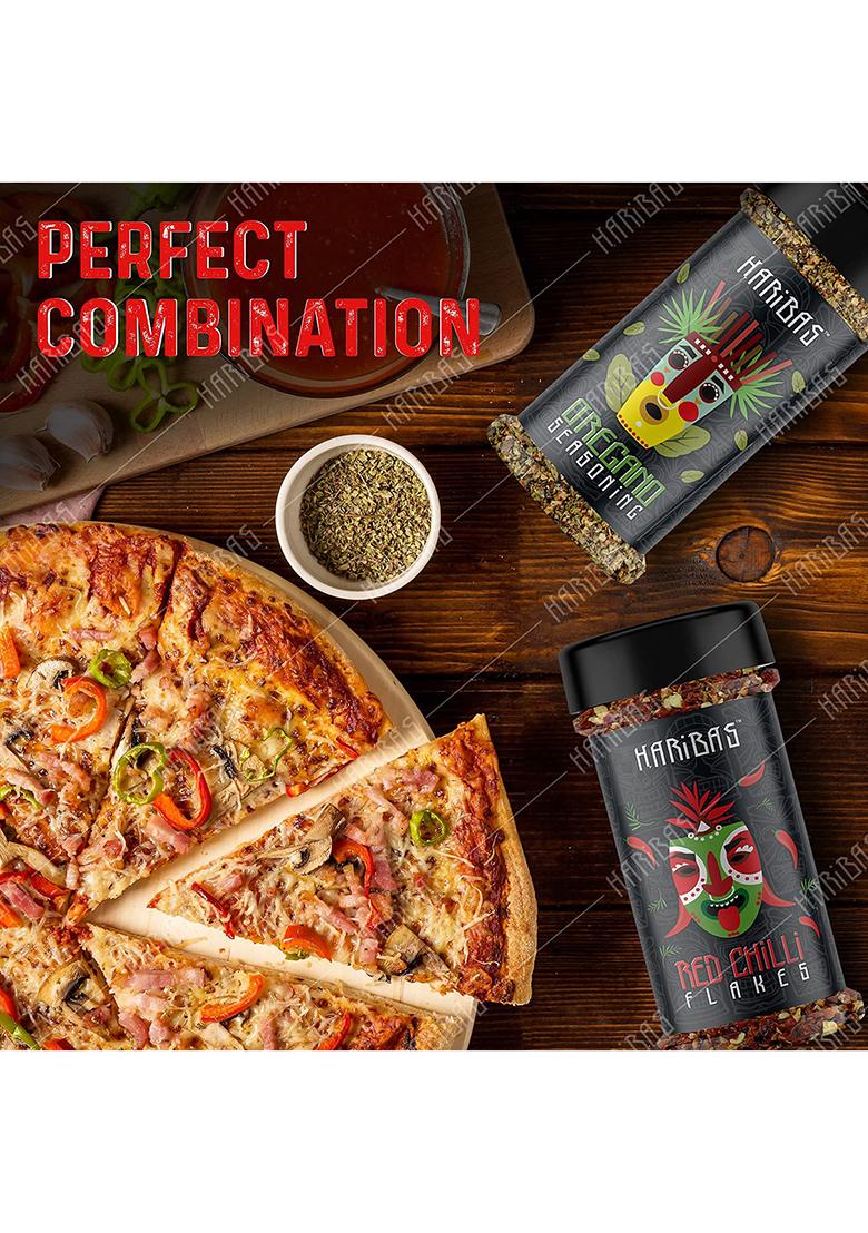 Haribas Combo Of Red Chilli Flakes&Oregano Sprinkler100Gram Eachnatural Ingredientschilli Seasonings 100% Purevegetarian Pizzapastasandwich Usessame Taste Every Time