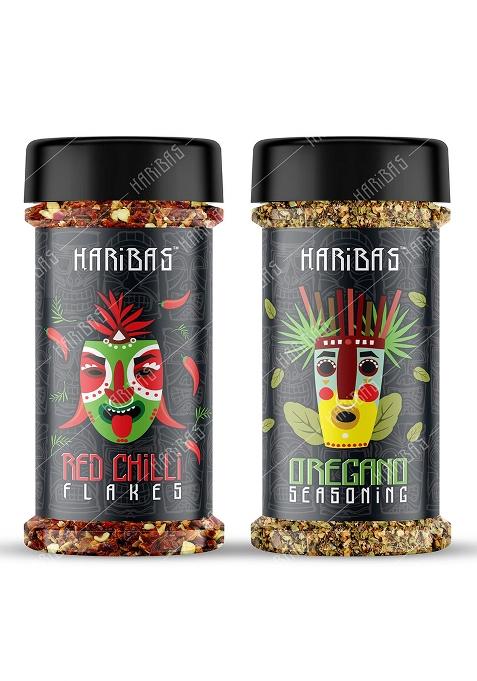 Haribas Combo Of Red Chilli Flakes&Oregano Sprinkler100Gram Eachnatural Ingredientschilli Seasonings 100% Purevegetarian Pizzapastasandwich Usessame Taste Every Time