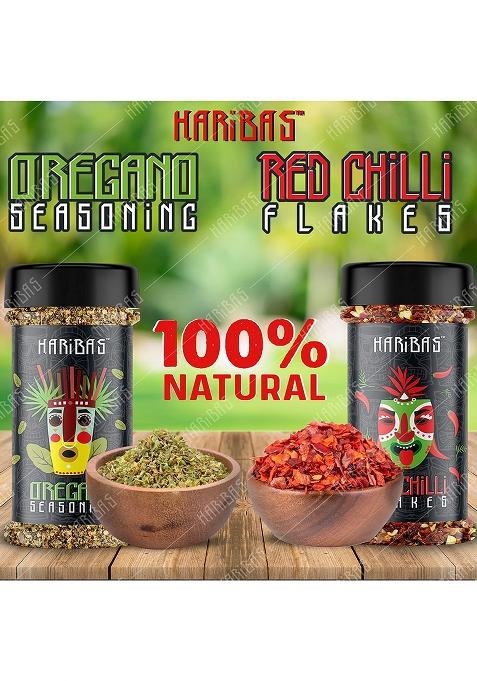Haribas Combo Of Red Chilli Flakes&Oregano Sprinkler100Gram Eachnatural Ingredientschilli Seasonings 100% Purevegetarian Pizzapastasandwich Usessame Taste Every Time