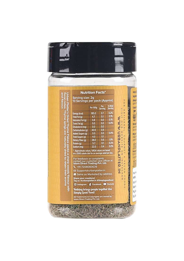 Urban Platter Dried Thyme Flakes, 25G - Indya