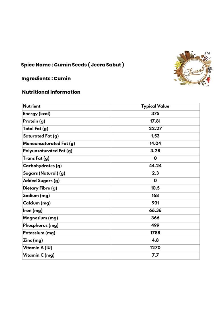 Chounk Cumin Seeds 100Gm (Pack Of 1) | Natural Whole Spices Jeera With No Preservatives And Additives Spice For Indian Cooking