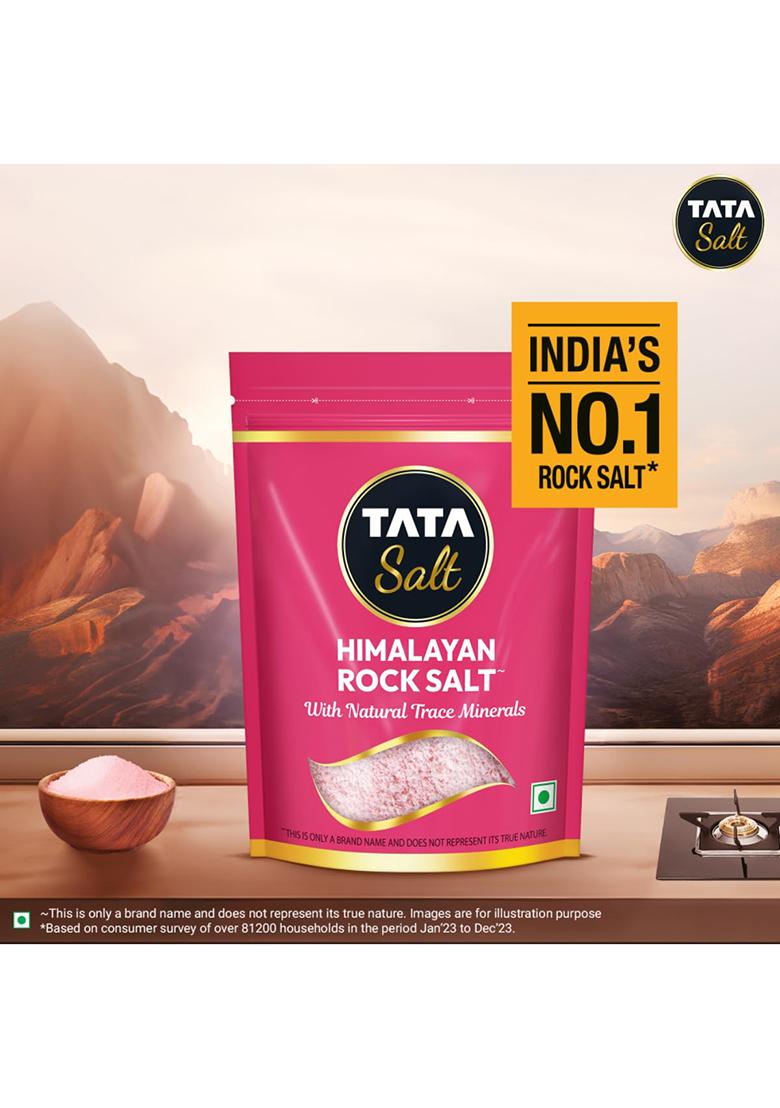 Tata Salt Himalayan Rock Pink Salt, Premium Sendha Namak, With Natural Trace Minerals, 500G Pouch