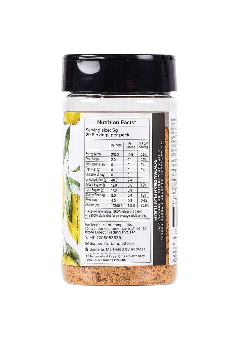 Urban Platter Lemon Pepper Seasoning Mix Shaker Jar, All Natural, Zesty & Lively, 100 G - Indya