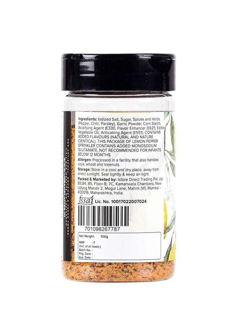 Urban Platter Lemon Pepper Seasoning Mix Shaker Jar, All Natural, Zesty & Lively, 100 G - Indya