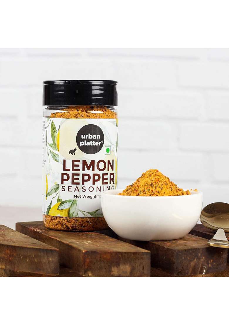 Urban Platter Lemon Pepper Seasoning Mix Shaker Jar, All Natural, Zesty & Lively, 100 G - Indya