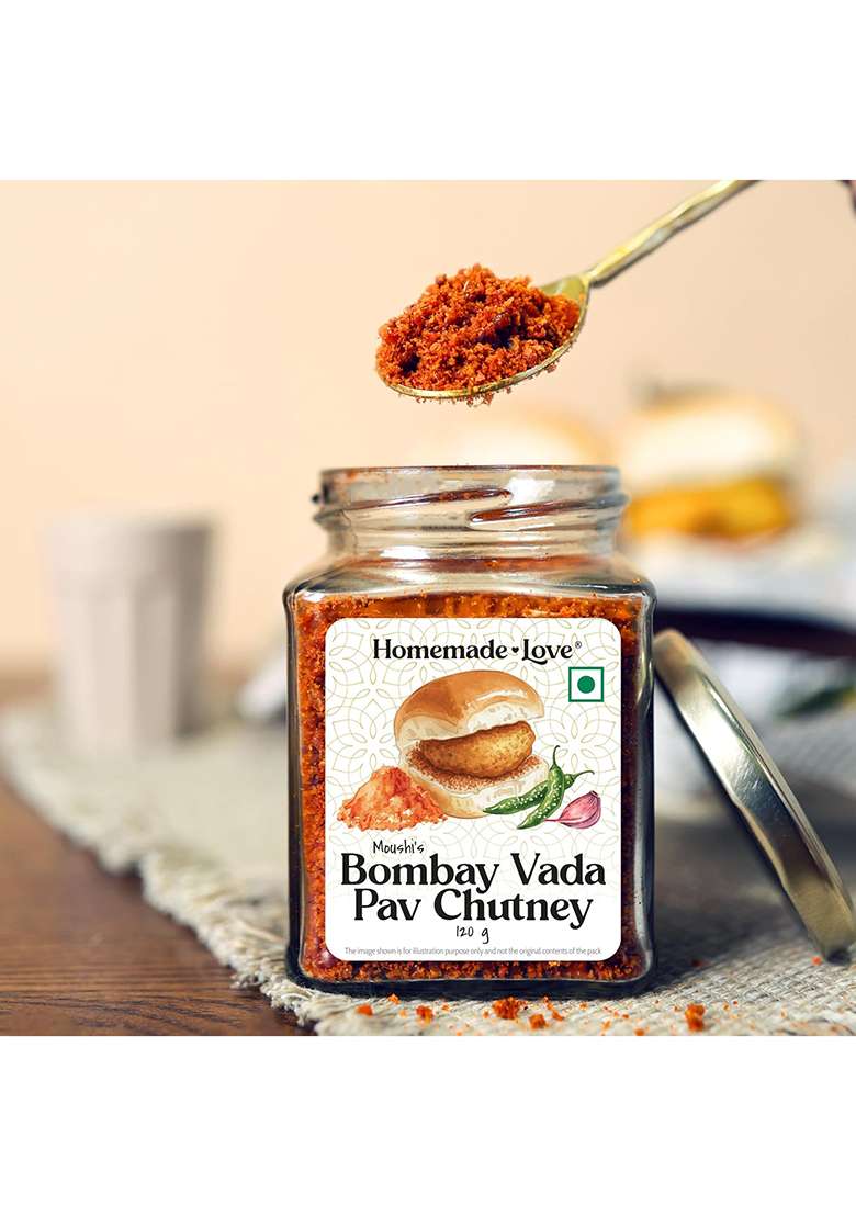 Homemade Love Bombay Vada Pav Chutney Masala Dry (120G) | Curated With Roasted Garlic, Coconut, Peanuts, Sesame Seeds, Red Chilli And Spices Garlic Peanut Mix - Indya
