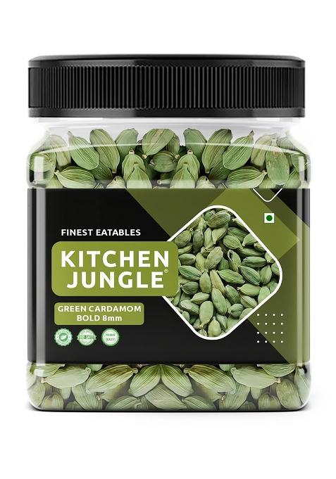 Kitchen Jungle Premium Green Cardamom (Elaichi) 100 Gm - Bold 8Mm Size, Aromatic Spice For Culinary Delights