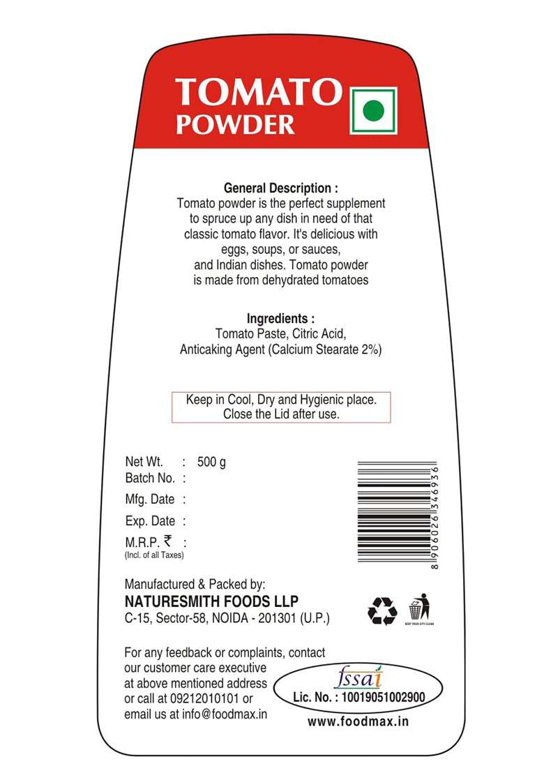 Nature Smith Tomato Powder-500 Gram - Indya