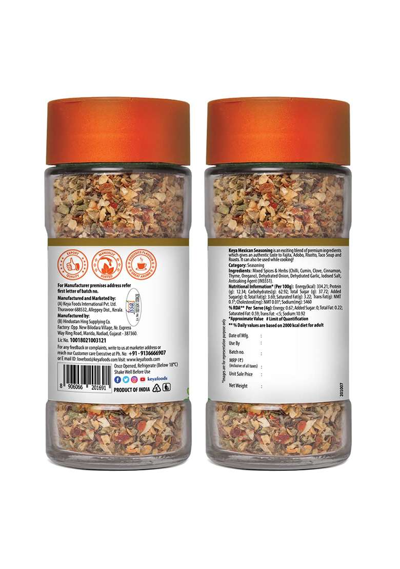 Keya Mexican Seasoning Bottle, 50G - Indya