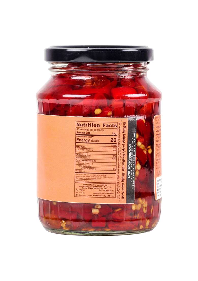 Urban Platter Sliced Red Paprika, 350G (Versatile, Tangy And Spicy Flavor Boost) - Indya