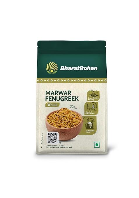 Bharatrohan Marwar Fenugreek | Whole Methi Seeds Chemical Residue Free Drone Monitored 200G Pack