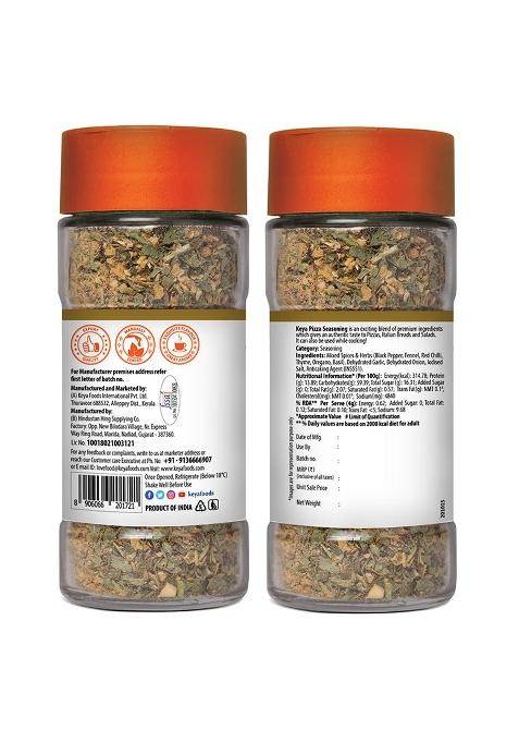 Keya Pizza Seasoning | All Natural & Healthy Spice Blend For Pizza, Pasta More Glass Bottle Premium Herbs And Spices Contains Freeze Dried Herbs| Export Quality No Preservatives The Rich Aroma That Lasts 45G