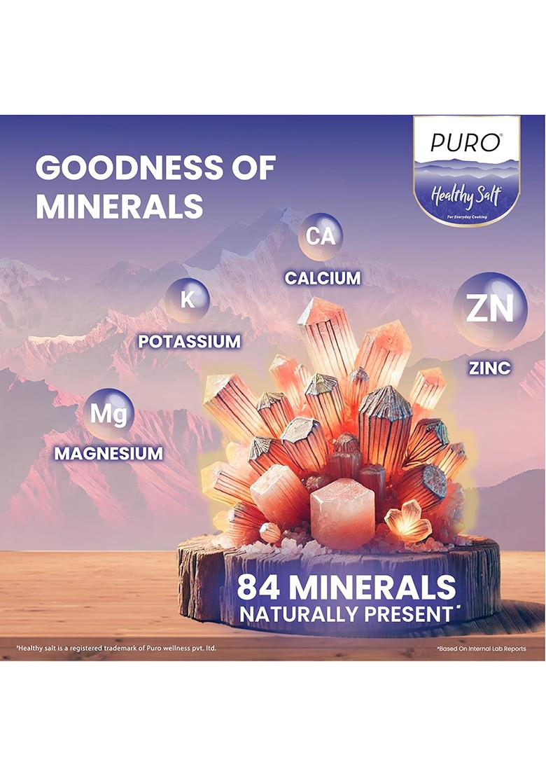 Puro Healthy Salt || Rock 1 Kg (Fine), Chemical Free, Low Sodium, With Natural Minerals