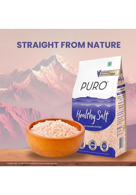Puro Healthy Salt || Rock 1 Kg (Fine), Chemical Free, Low Sodium, With Natural Minerals