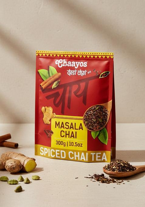 Chaayos Masala Tea 300G, Strong Chai With Goodness Of Adrak, Elaichi, Tulsi, Cinnamon & Clove For Lovers Across India, 100% Immunity Booster, All Natural Ingredients, Black