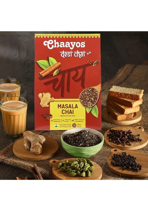 Chaayos Masala Tea 300G, Strong Chai With Goodness Of Adrak, Elaichi, Tulsi, Cinnamon & Clove For Lovers Across India, 100% Immunity Booster, All Natural Ingredients, Black