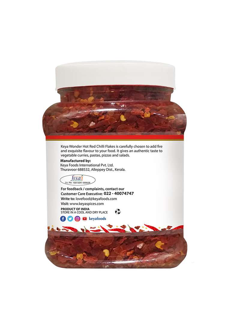 Keya Red Chilli Flakes - 300G | Crushed Chili For Bold, Spicy Flavor Perfect Cooking, Seasoning, And Garnishing Ideal Pizzas, Pastas, Indian Mexican Dishes - Indya
