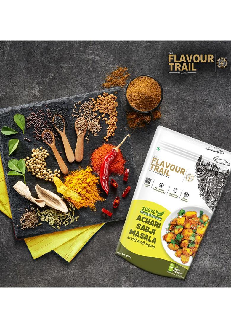 The Flavour Trail By Swani Pure & Natural Achari Sabji Masala/Vegetable Mix/Paneer Masala | Organically Farmed Hygienically Processed Pesticide-Free