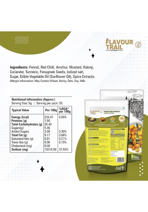 The Flavour Trail By Swani Pure & Natural Achari Sabji Masala/Vegetable Mix/Paneer Masala | Organically Farmed Hygienically Processed Pesticide-Free