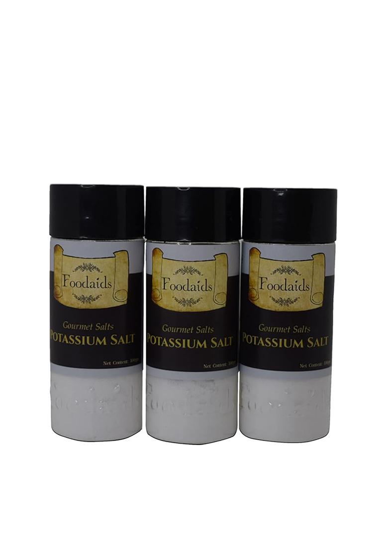 Foodaids Potassium Salt/Namak (300 Gm) Pack Of 3. Help In High Bp Patients And Electrolyte Balance] Sodium Free Salt For Cooking. Pure Chloride Powder.