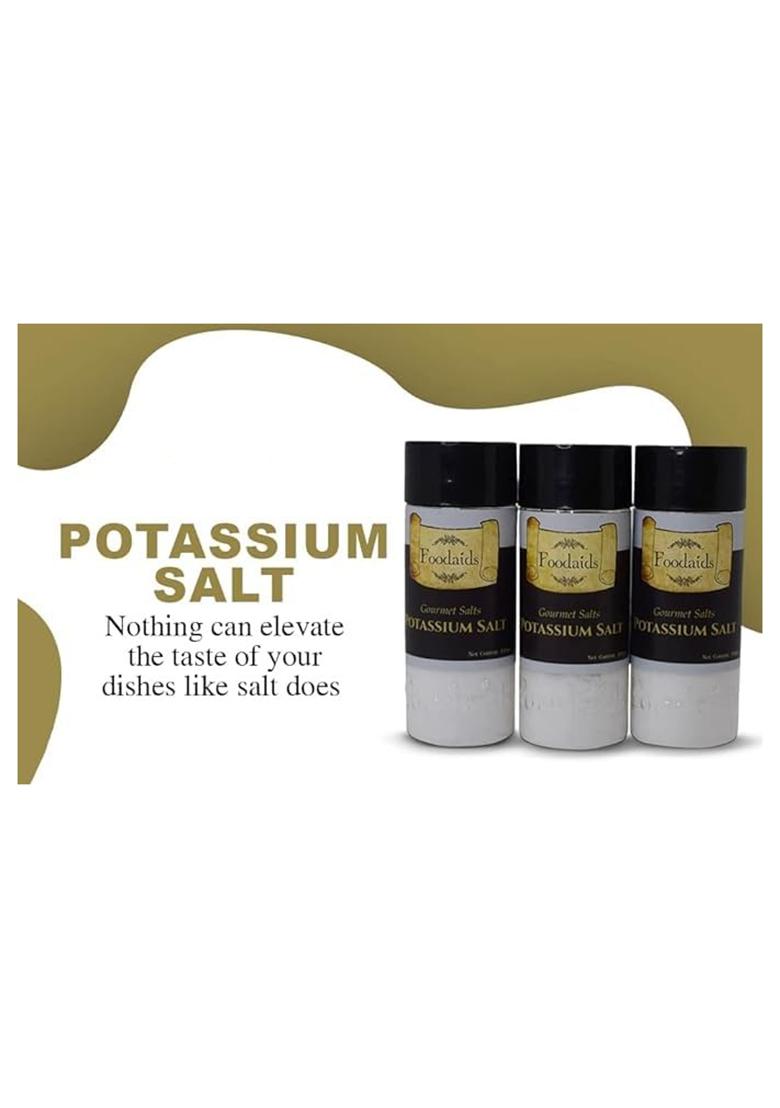 Foodaids Potassium Salt/Namak (300 Gm) Pack Of 3. Help In High Bp Patients And Electrolyte Balance] Sodium Free Salt For Cooking. Pure Chloride Powder.