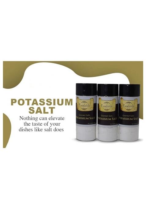 Foodaids Potassium Salt/Namak (300 Gm) Pack Of 3. Help In High Bp Patients And Electrolyte Balance] Sodium Free Salt For Cooking. Pure Chloride Powder.