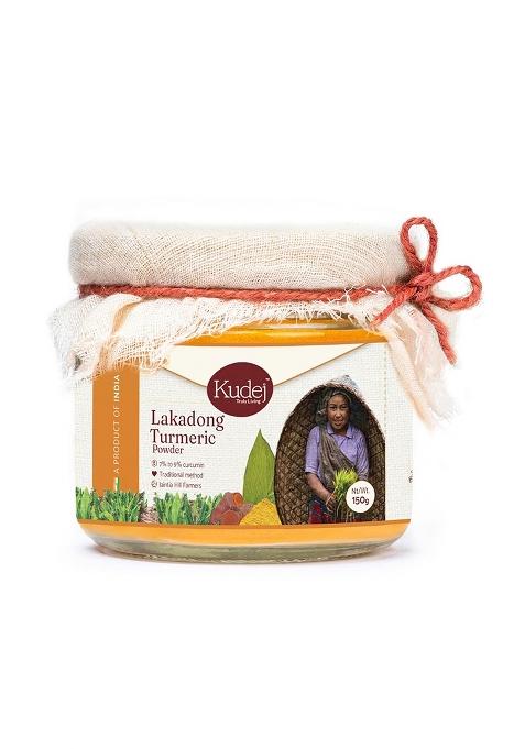 Kudej Lakadong Turmeric Powder With Highest Curcumin Upto 9% From Meghalaya Hills| 100% Organically Grown, Best Haldi For Cooking And Skin Fresh Aroma| Boosts Daily Health,150Gms