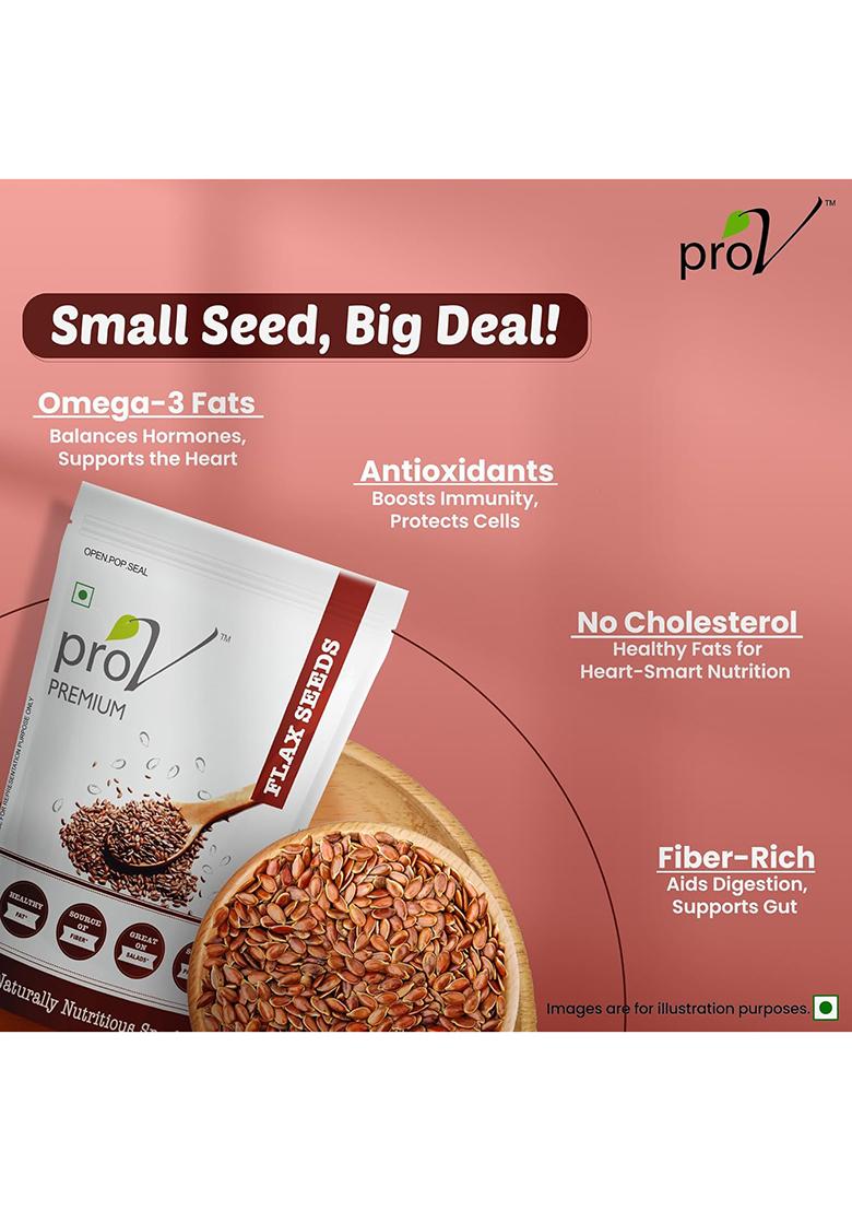 Prov Premium Flax Seeds 250G, Raw Whole Unroasted Seeds, Alsi Beej, High In Protein & Fiber, No Cholesterol, Added Sugar, Healthy Fats, Edible, Ziplock Pouch, Daily Use Superfood, Diet