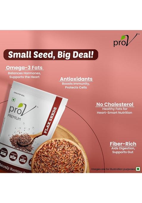 Prov Premium Flax Seeds 250G, Raw Whole Unroasted Seeds, Alsi Beej, High In Protein & Fiber, No Cholesterol, Added Sugar, Healthy Fats, Edible, Ziplock Pouch, Daily Use Superfood, Diet