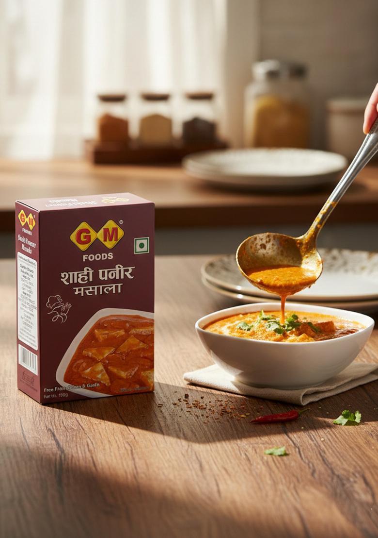 Gm Foods Shahi Paneer Masala Powder 100 Gram (Pack Of 2) | Authentic Indian Flavour Spicy & Aromatic Blend Add A Royal Touch To Your Easy Cook Hygienically Packed No Preservatives