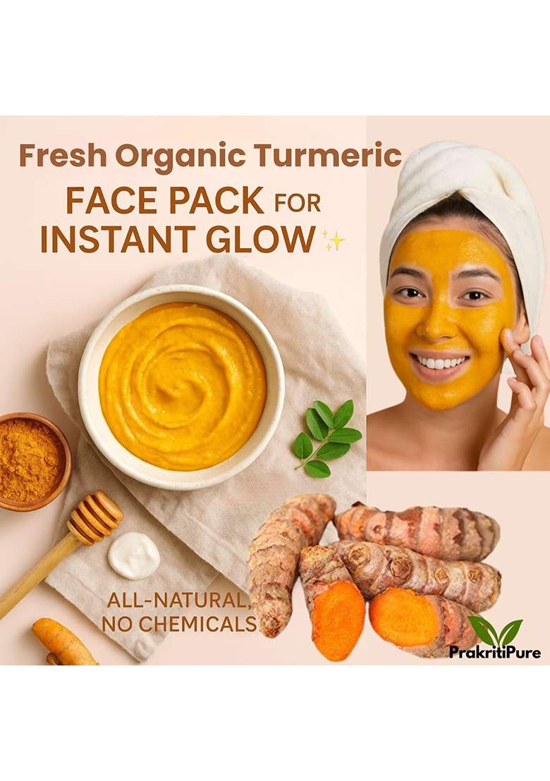 Prakritipure Fresh Turmeric 400G (Kacchi Haldi ) 100% Natural & Chemical-Free, High Curcumin, Handpicked Raw Root Ideal For Cooking,Herbal Tea, Skincare Traditional Use (Kacha Halud)|Taaja Pasupu| Organic| Pachamanjal |Kachi | - Indya