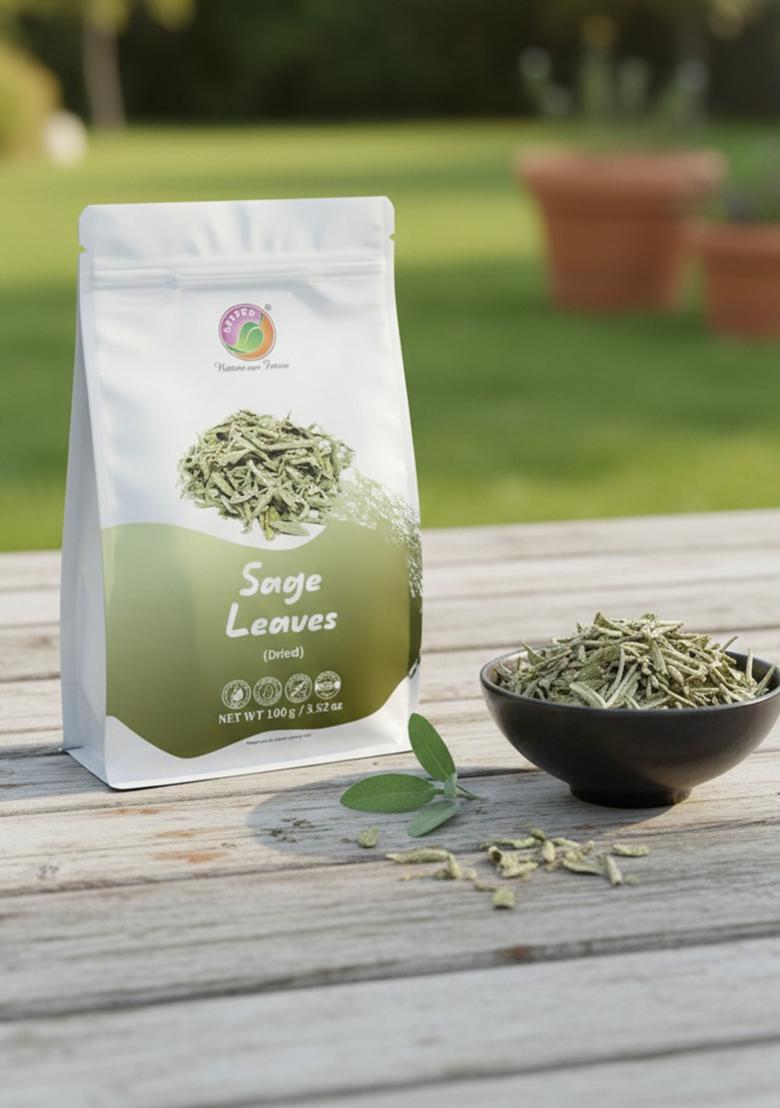Saipro Nature Our Future Dried White Sage Leaves 100 Gm, Pure Natural Herb Perfect For Gravies, Fry Roasted Vegetables, Potato Dishes, Smudging | Skin Glow Herbal Iced Tea| Make Potpourri, 100% , No Preservatives, Sugar