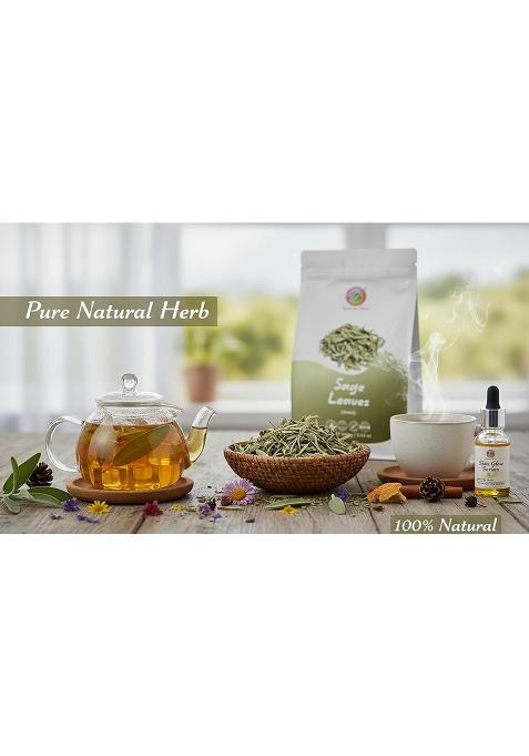 Saipro Nature Our Future Dried White Sage Leaves 100 Gm, Pure Natural Herb Perfect For Gravies, Fry Roasted Vegetables, Potato Dishes, Smudging | Skin Glow Herbal Iced Tea| Make Potpourri, 100% , No Preservatives, Sugar
