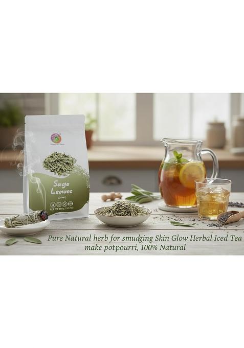 Saipro Nature Our Future Dried White Sage Leaves 100 Gm, Pure Natural Herb Perfect For Gravies, Fry Roasted Vegetables, Potato Dishes, Smudging | Skin Glow Herbal Iced Tea| Make Potpourri, 100% , No Preservatives, Sugar