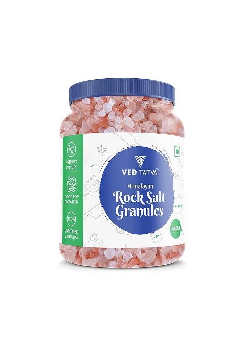 Ved Tatva Himalayan Pink Rock Salt Crystals Whole/Granules/Sendha/Sindhav Namak, 450Gm Jar/Unrefined & Natural, Used For Cooking, Baking, Sprinkling, Fermenting, Marinating