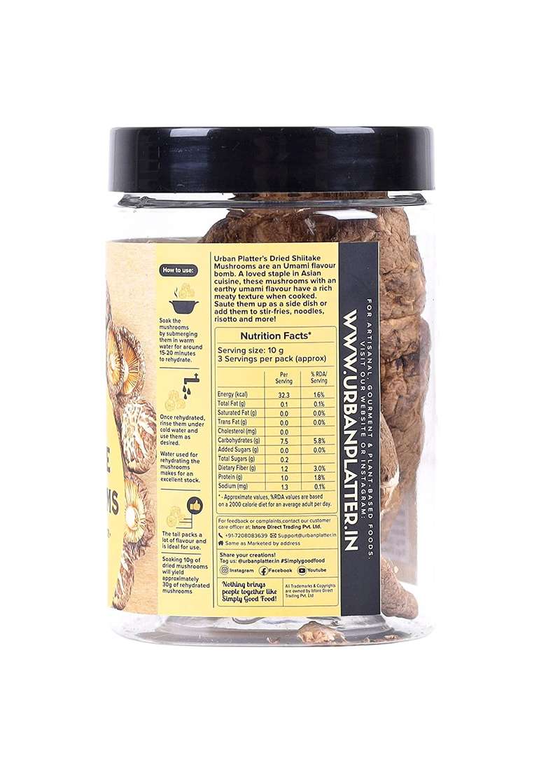 Urban Platter Dried Shiitake Mushrooms, 100G (Umami-Rich | Perfect For Asian Soups, Stir-Fries & Sushi Rehydrates Quickly) - Indya