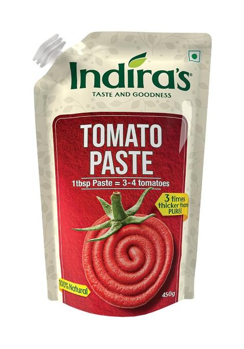 Indira'S Tomato Paste 450Gm, 3-X Thicker Than Puree, Add Rich Flavour & Colour Of 100% Ripe Tomatoes To Make Your Dishes Tastier With Ease