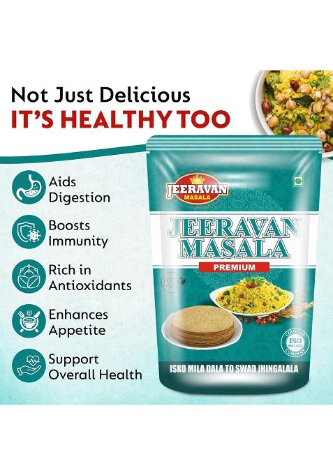 Jeeravan Masala Premium 500G | Natural Poha Powder Blend Of 32 Spices With Hing Raita, Fruit Chaat & Taste Maker Mix No Artificial Preservatives, Colors And Flavours