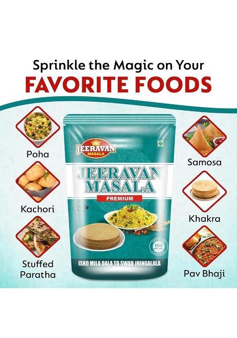 Jeeravan Masala Premium 500G | Natural Poha Powder Blend Of 32 Spices With Hing Raita, Fruit Chaat & Taste Maker Mix No Artificial Preservatives, Colors And Flavours