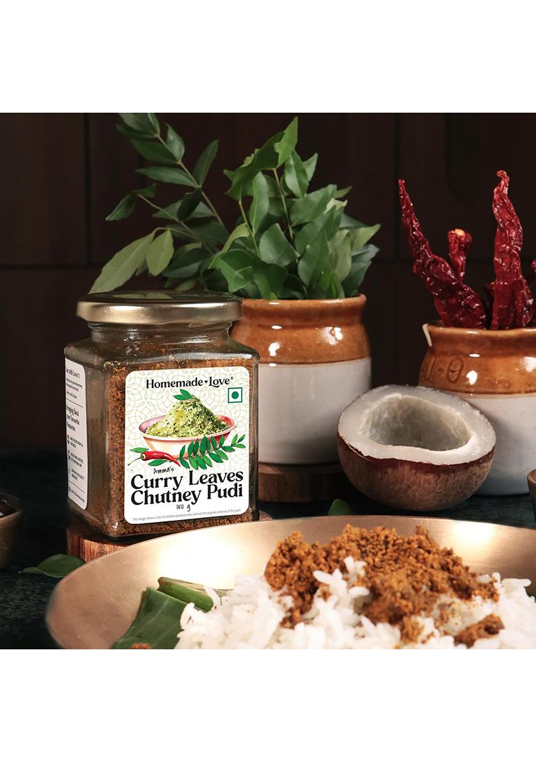 Homemade Love Curry Leaves Chutney Podi (150G) | Kadi Patta Chatni Powder Crafted With Fresh Leaves, Roasted Lentitls, Dried Red Chillies And Mix Spices No Artificial Preservatives