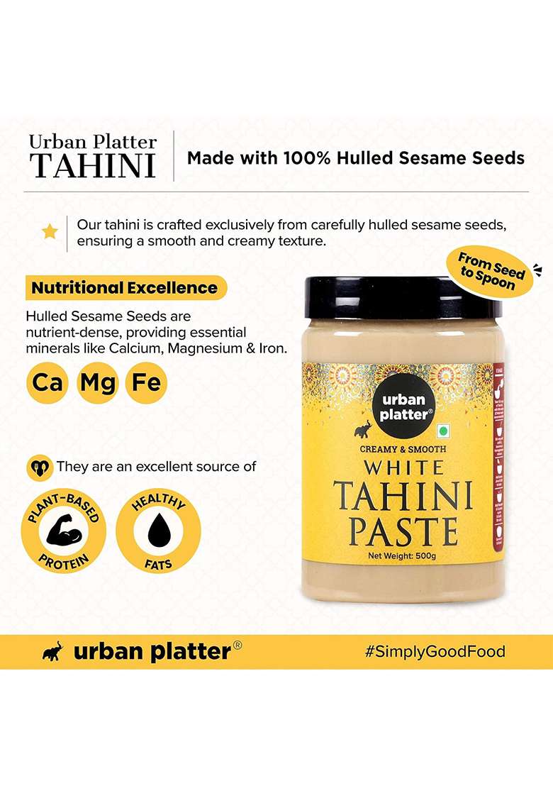 Urban Platter Tahini Paste, 500G (Smooth & Creamy White Sesame Tahina | Ideal For Hummus Shawarma Sauce) - Indya