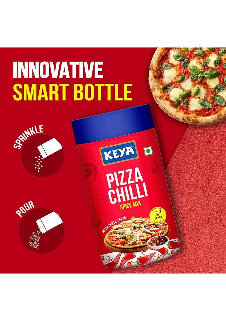 Keya Pizza Chilli Flakes | Seasonings |Multipurpose Seasoning| Zero Added Colours, Fillers, Additives & Preservatives 100% Natural Perfect For Pizza, Pasta, Potato, Sweet Corn, Makhana| 60G