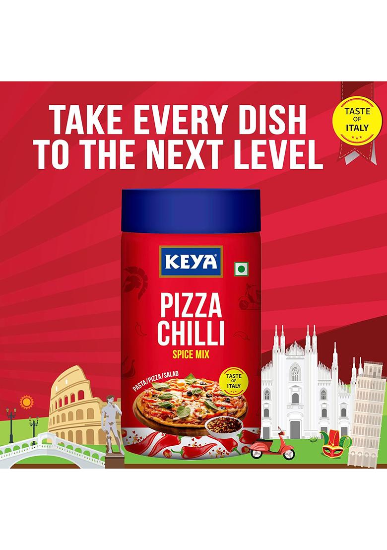 Keya Pizza Chilli Flakes | Seasonings |Multipurpose Seasoning| Zero Added Colours, Fillers, Additives & Preservatives 100% Natural Perfect For Pizza, Pasta, Potato, Sweet Corn, Makhana| 60G