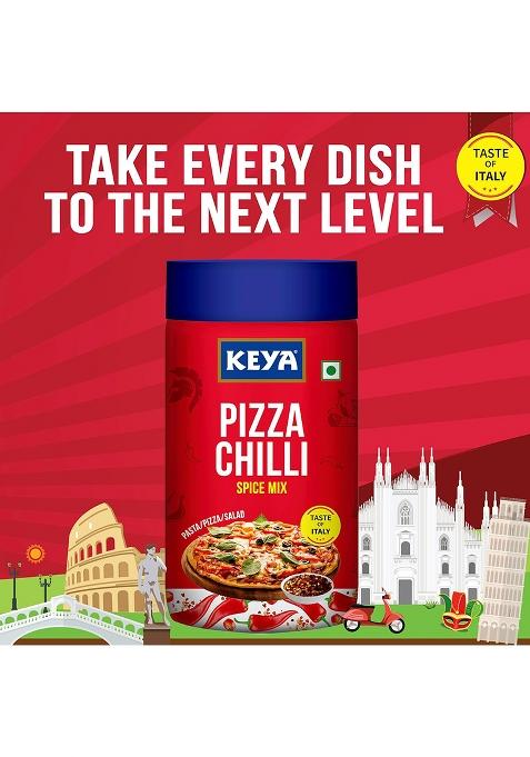 Keya Pizza Chilli Flakes | Seasonings |Multipurpose Seasoning| Zero Added Colours, Fillers, Additives & Preservatives 100% Natural Perfect For Pizza, Pasta, Potato, Sweet Corn, Makhana| 60G
