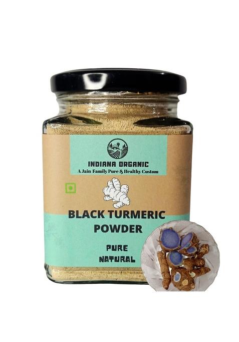 Indiana Organic Black Turmeric Powder Original, Kaali Haldi - 100 Gram (New Harvest Sept 2025) Packed On Order Fresh | Zero Added Colours, Fillers, Additives & Preservatives
