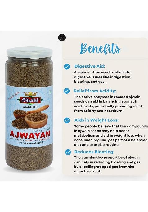 Shahi 100% Organic Roasted Ajwain Seeds 200G Pack | Carom Aromatic Digestive Support Mukhwas Ajwayan/Ajowan Health Benefits
