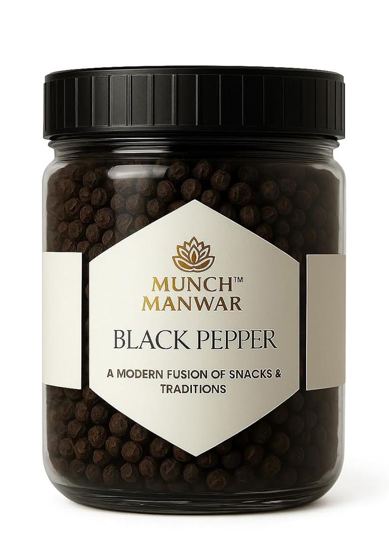 Munch Manwar Premium Whole Black Peppercorns, Natural Aromatic Spice For Cooking And Seasoning, Handpicked Quality (1 Kg)