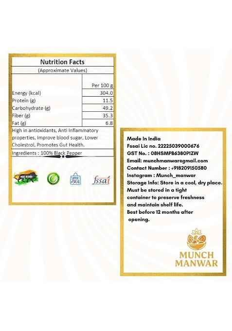 Munch Manwar Premium Whole Black Peppercorns, Natural Aromatic Spice For Cooking And Seasoning, Handpicked Quality (1 Kg)