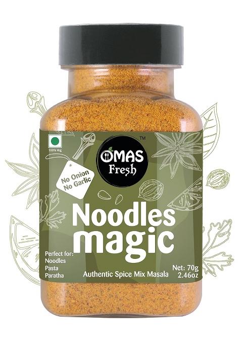 Omas Fresh No Onion, Garlic Noodles Magic Authentic Spice Mix Masala Powder 70G | Jain Best For Making Noodles, Pasta, Paratha, Wrap, 0.068 Kg